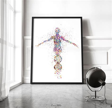 Dna Human Watercolor Print Dna Art Medical Wall Art Nurse T Etsy