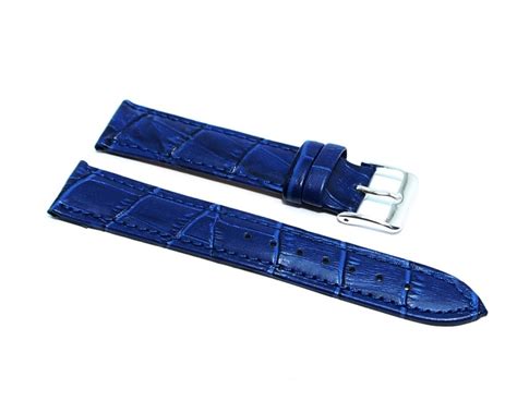 Cinturino Orologio Vera Pelle Stampa Coccodrillo Blu Ansa Mm Lungo Xl