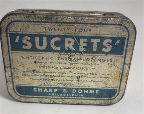 VINTAGE 1950 60S SUCRETS Antiseptic Throat Lozenges Tin Empty EUR 5