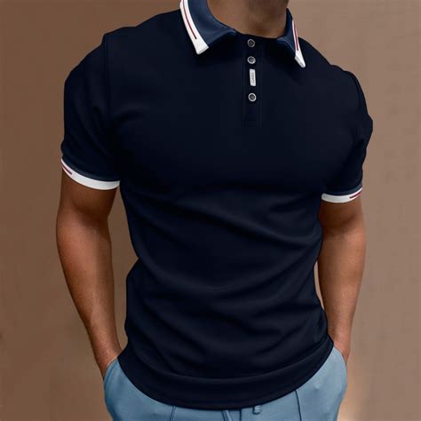 GZWYHT Mens Polo Shirts Mens Shirts Men Casual Soild Button Top Shirt