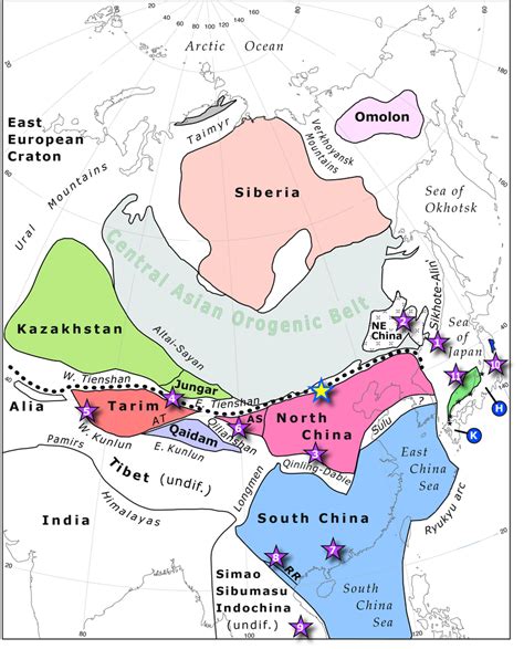 Tectonic Map Of Asia With The Main Terranes The Central Asian Organic