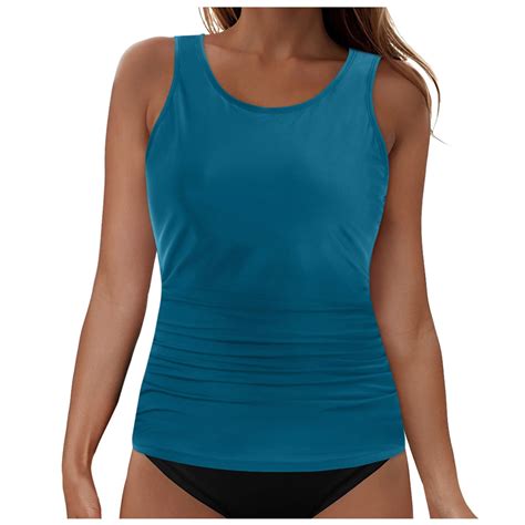 GEWSEY Women Halter Solid Color Bikini Tops Push Up Sexy Bathing Suit Top V Neck Full Coverage