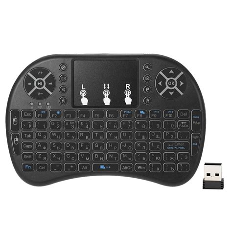 2.4Ghz Wireless Mini Keyboard with Touchpad - Black