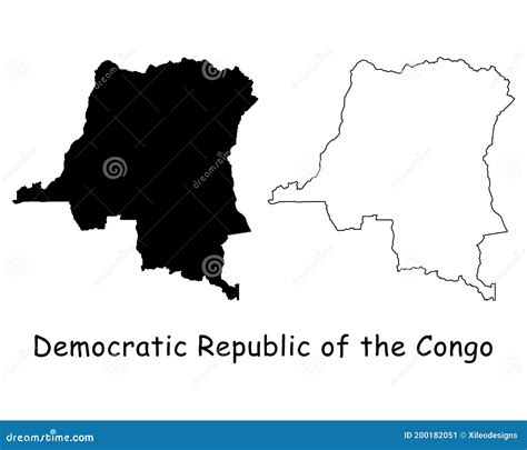 Congo Country Map Black Silhouette And Outline Isolated On White