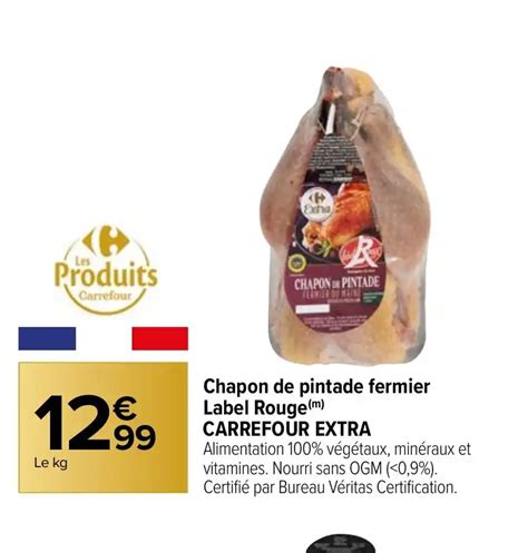 Promo Chapon De Pintade Fermier Label Rouge Chez Carrefour Market