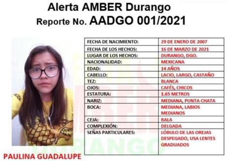 Activan Alerta Amber Por Desaparici N De Menor En Durango