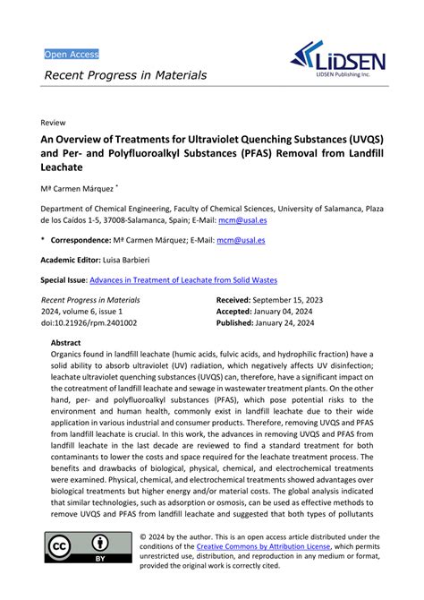 Pdf An Overview Of Treatments For Ultraviolet Quenching Substances