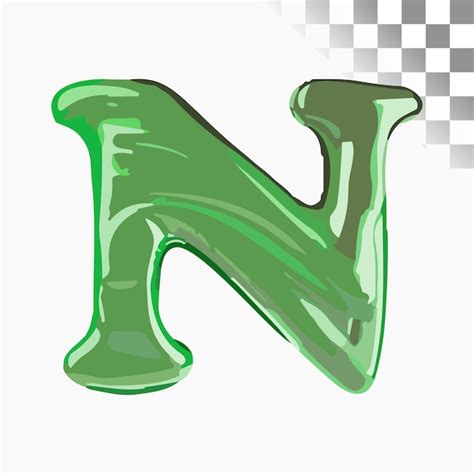 N Diseño de letras elegante fuente pintura al óleo verde alfabeto