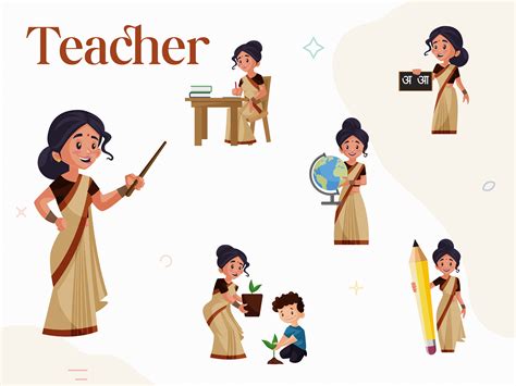 Indian Lady Teacher Character Set by Creative Hatti on Dribbble