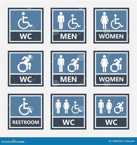 Toilet Icons And Restroom Signs Wc Labels Stock Vector Illustration