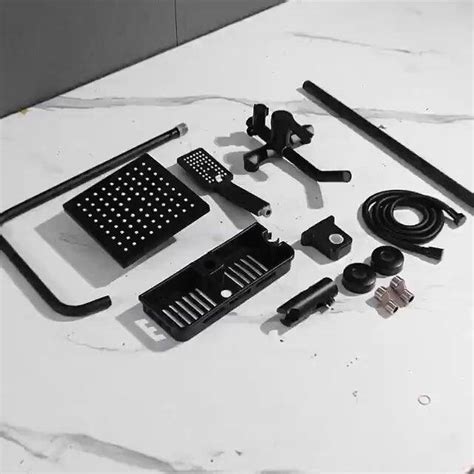 Stainless Steel In Hot And Cold Matte Black Silve Rain Shower Set Bathroom Home
