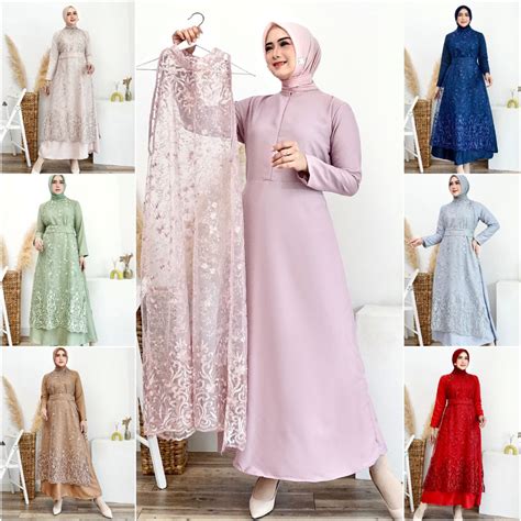 Jual Realpict In Thalita Dress Inner Outer Brukat Tille Premium