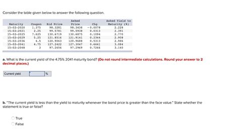 Solved Consider the table given below to answer the | Chegg.com 