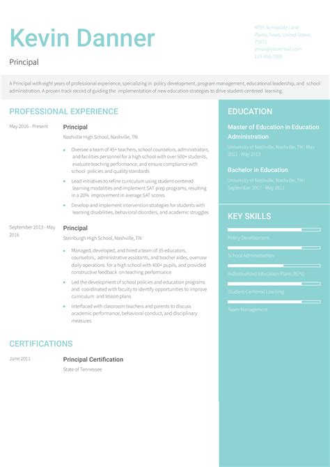 Principal Resume Examples And Templates For 2024