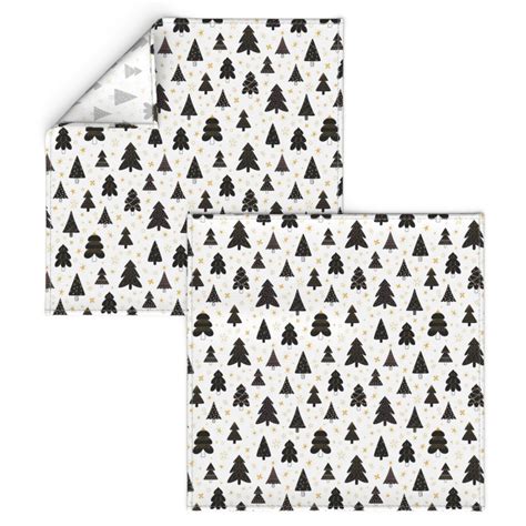 Christmas Trees Pattern Black Cloth Napkin Shutterfly