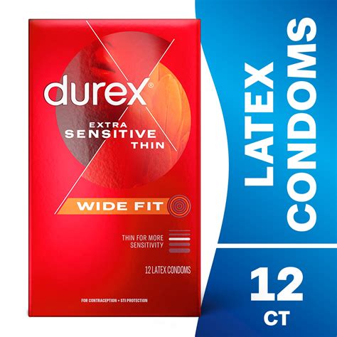 Durex Extra Sensitive Lubricated Ultra Thin Premium Latex Condoms Wide