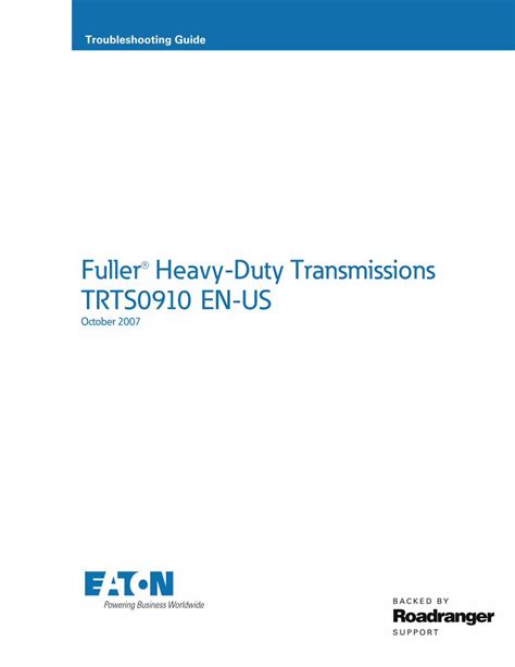 Pdf Fuller Heavy Duty Transmissions Trts En Uspub Eaton