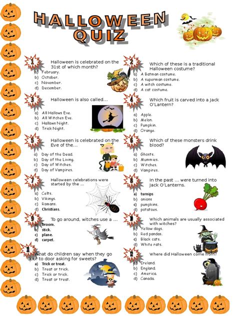 Halloween Quiz Pdf Halloween Trick Or Treating