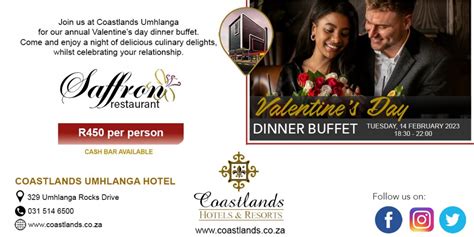 Valentines Day Dinner, Saffron Restaurant, Coastlands Umhlanga Hotel ...