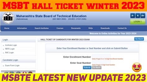 Msbte Diploma Latest Updates Msbte Winter Hall Ticket Out Msbte