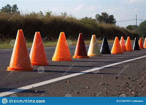 Traffic Cones in a Variety of Colors, Adding Visual Interest To the ...