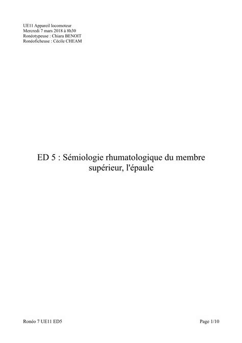 PDF ED 5 Sémiologie rhumatologique du membre supérieur ED 5