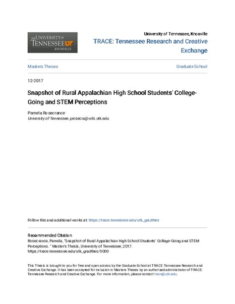 Pdf Snapshot Of Rural Appalachian High School Students College Going