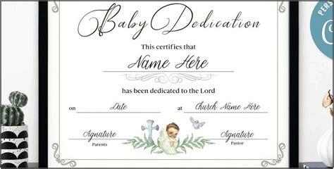 Free Printable Baby Dedication Certificates With Template Templates