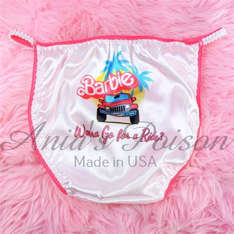 Satin Sissy Dolly Jeep Panties Duchess Cut White Or Pink String Bikini