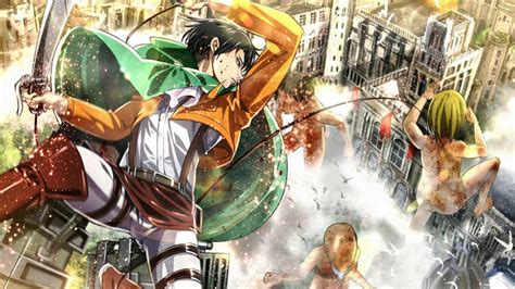 Download Fearless Leader Levi Ackerman Slaying Titans And Inspiring Human Hope Wallpaper