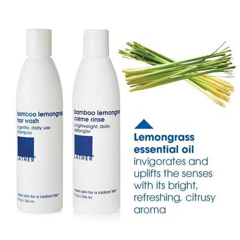 Lather Bamboo Lemongrass Hair Wash And CrÃ¨me Rinse Duo 8 Oz Bottles â€“ Gentle Daily