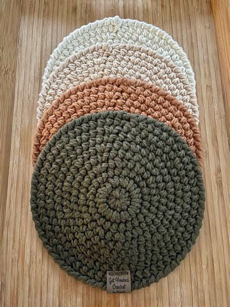 Farmhouse Trivet Round Crochet Trivet Crochet Hot Pad Crochet