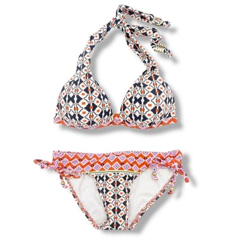 Gianni Bini Swim Gianni Bini Tribal Border Bikini Set Size Small Halter Top Tie Bottom New