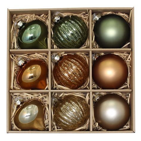 Refined Nature Premium Glass Christmas Tree Baubles Pack Of 9 Homebase