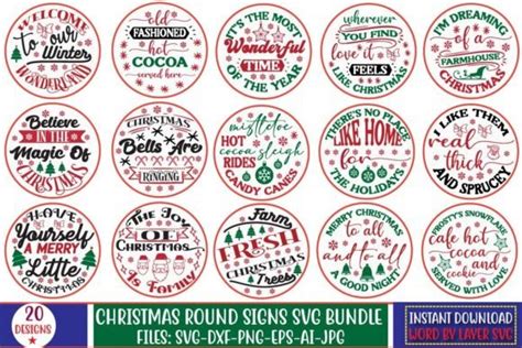 Christmas Round Signs Svg Bundle Vol 2 Bundle · Creative Fabrica