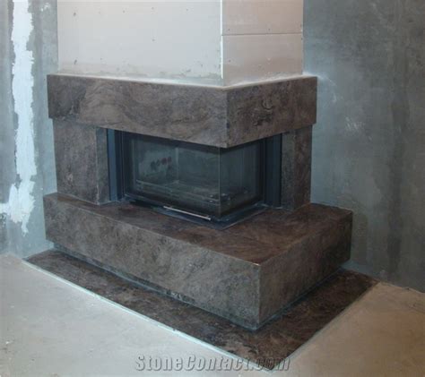 Tobacco Brown Granite Fireplace From Ukraine StoneContact