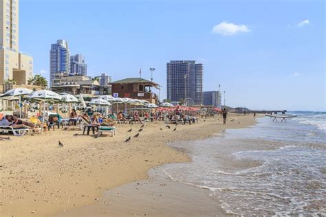 Urban beaches of Bat Yam editorial stock photo. Image of mediterranean - 120998793