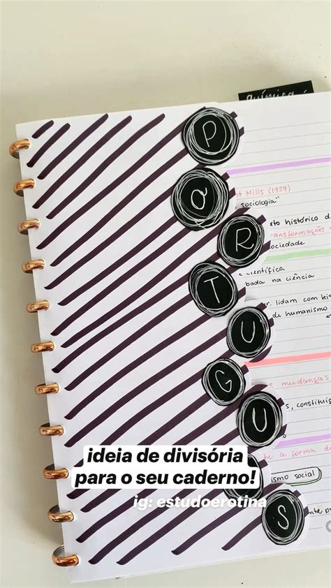 ideia de divisória para deixar o seu caderno organizado ig