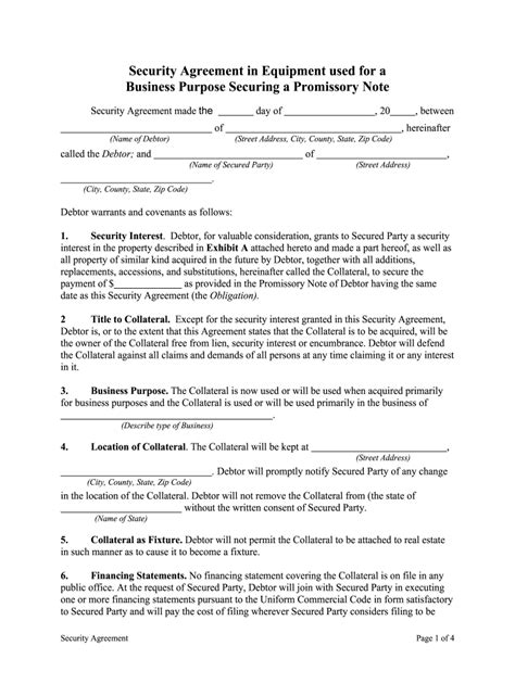 Security Agreement Form Pdf Fill Online Printable Fillable Blank Pdffiller