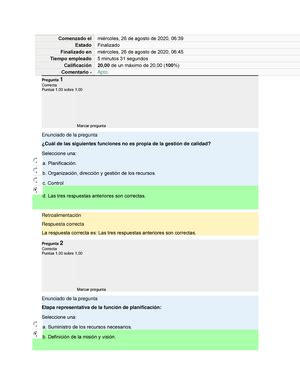 Examen Bloque Gesti N De Calidad Comenzado El Mi Rcoles De