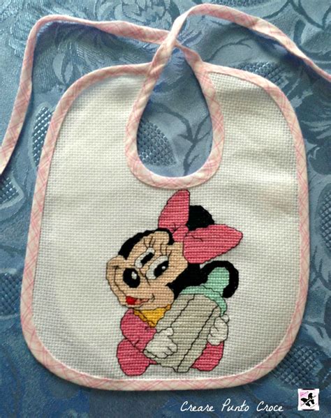 Spargimento Gentiluomo Mamma Minnie Punto Croce Per Bavaglini Maldestro