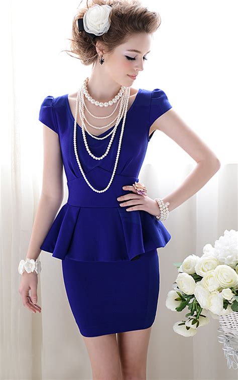 Forever Classy Lady Royal Blue Peplum Dress Work Dress Cocktail Dress