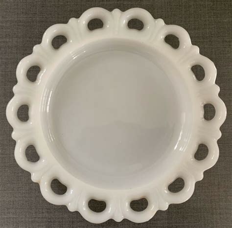 Vintage Anchor Hocking Milk Glass Scalloped Edge Lace Plate