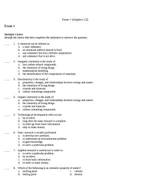 Exam Chapters Doc Template Pdffiller