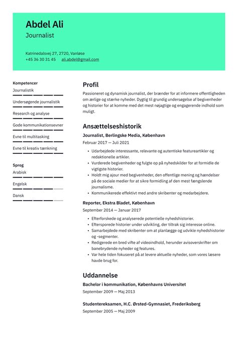 Eksempel P Cv Er Journalist Skrivetips Gratis Cv Dk