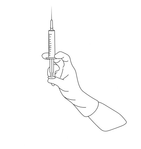 Premium Vector Hand Holding Syringe Line Art Illustration