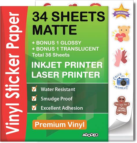 Papel Adhesivo De Vinilo Imprimible Pr Mium Para Impresora De Inyecci N