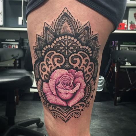 Rose Mandala Tattoo By Whitney Thompson Out Of Human Kanvas Calgary Rose Tattoo Meaning Rose