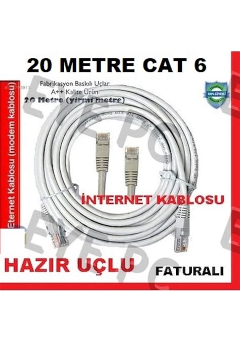 Eyepc 20 Metre Ethernet Cat6 Hazır Uçları Çakılmış Internet Kablosu