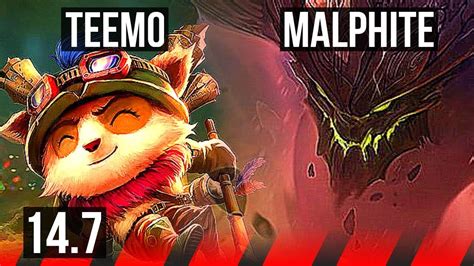 TEEMO Vs MALPHITE TOP 5k Comeback 6 Solo Kills 50k DMG 400